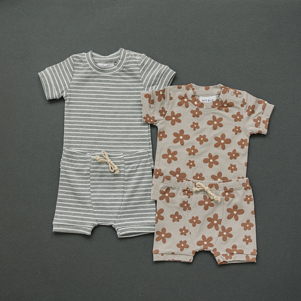 Cozy Short Set- Ribbed Stripes