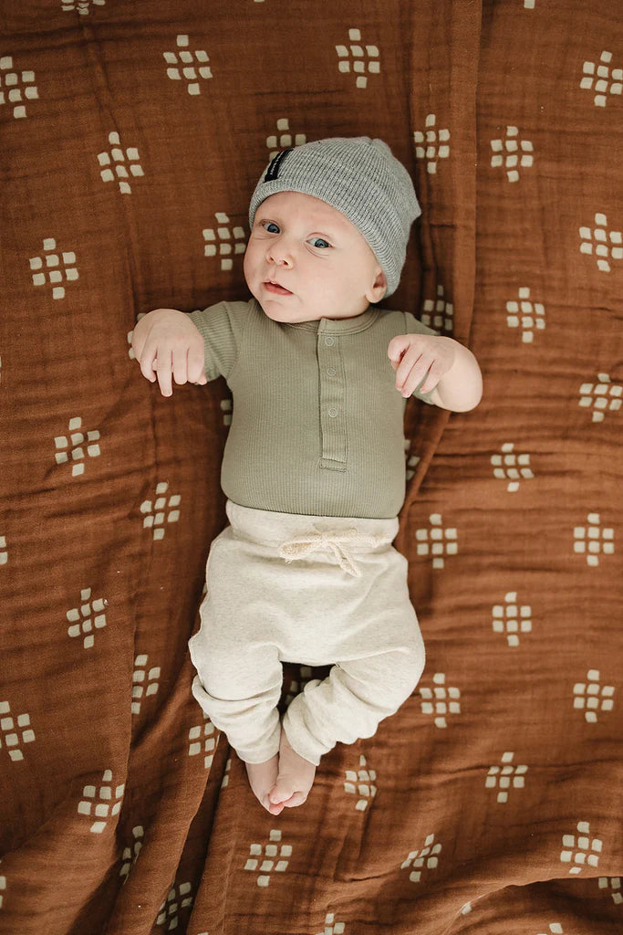 Ribbed Organic Cotton Onesie- Green