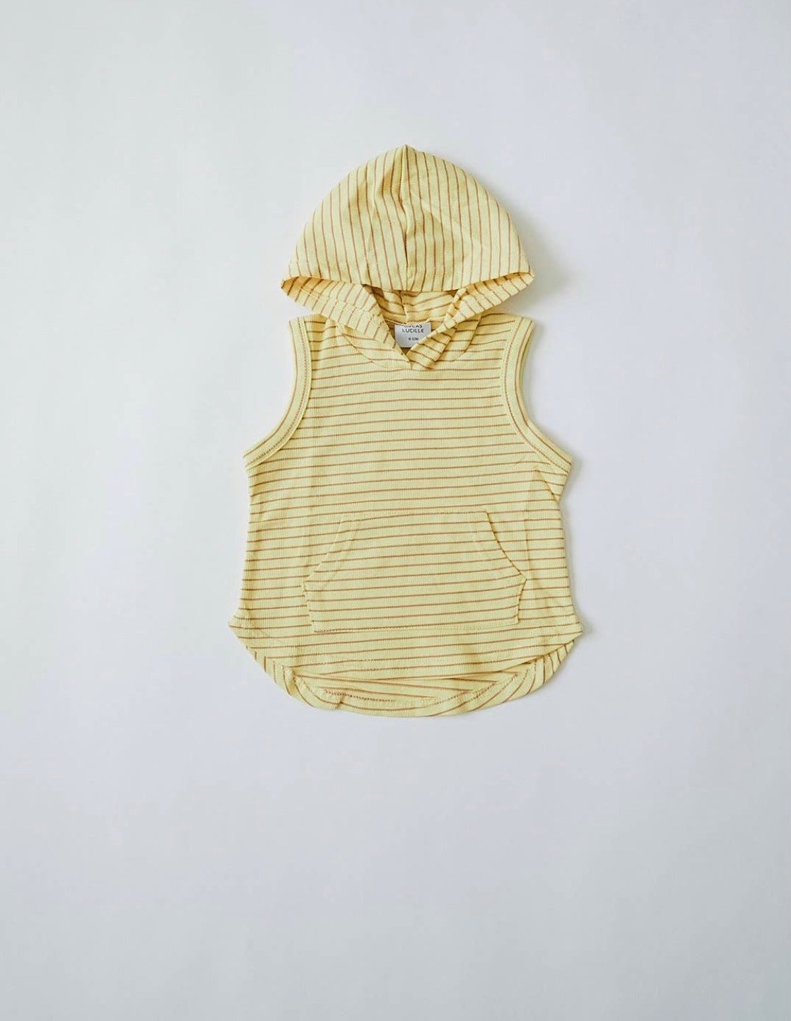 Sleeveless Hoodie- Lemon Stripe