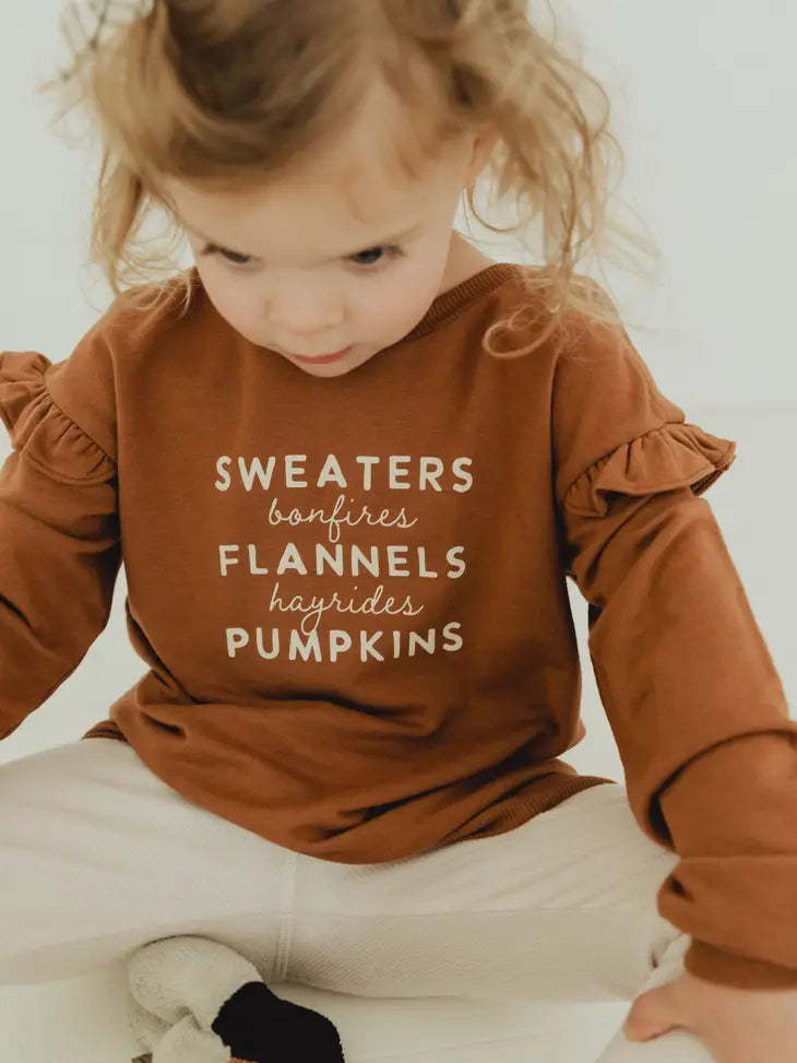 Sweaters Bonfires & Flannels- Ruffle Sweatshirt