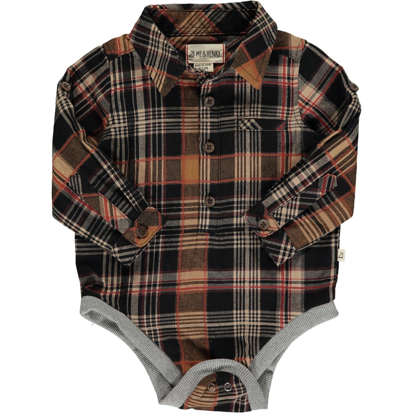 Jasper Woven Onesie- Brown Plaid