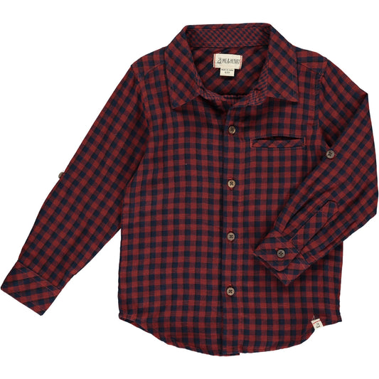 Atwood Woven Shirt- Burgundy/Navy