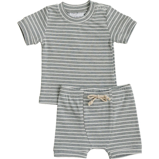 Cozy Short Set- Ribbed Stripes