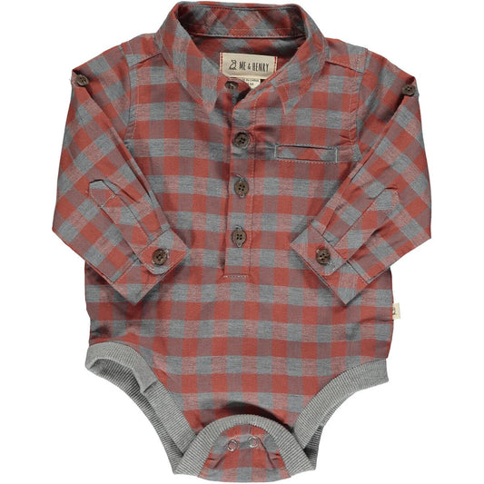 Woven Onesie- Rust/Grey