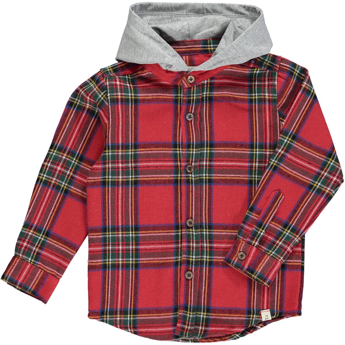 Plaid Hoody Button Down- 2 Colors