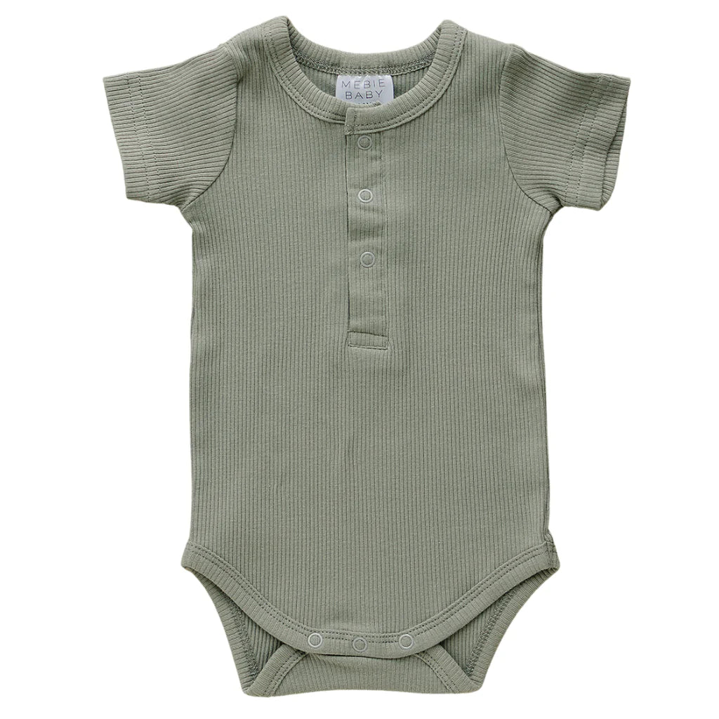 Ribbed Organic Cotton Onesie- Green