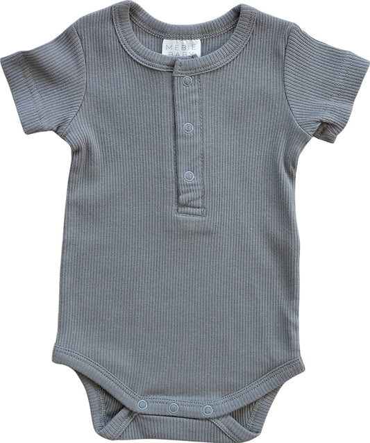 Ribbed Organic Cotton Onesie- Grey