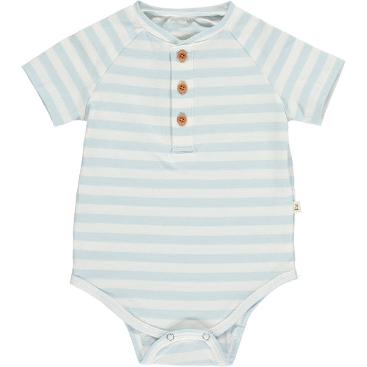 Raglan Henley Onesie- Striped