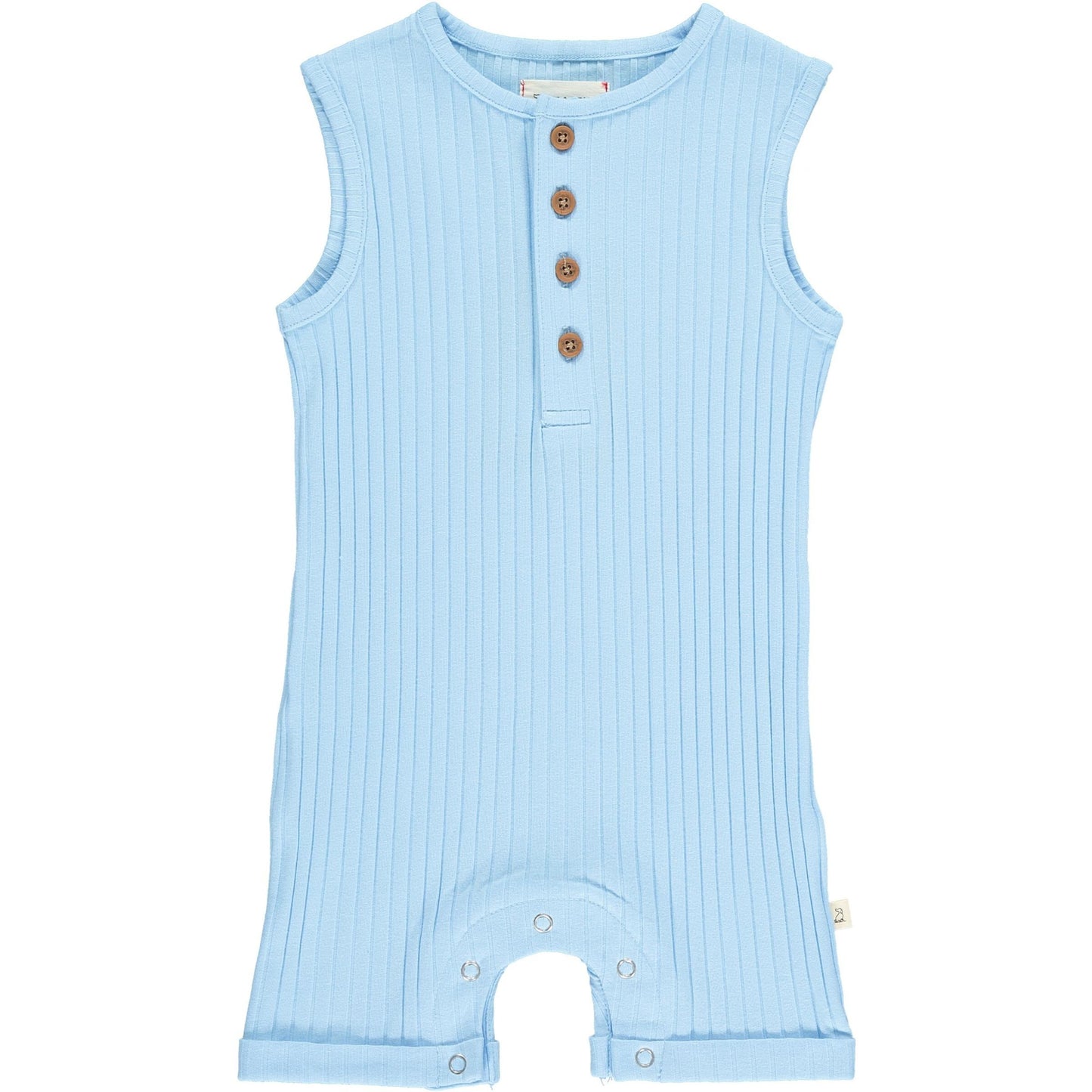 Ribbed Henley Romper- Blue