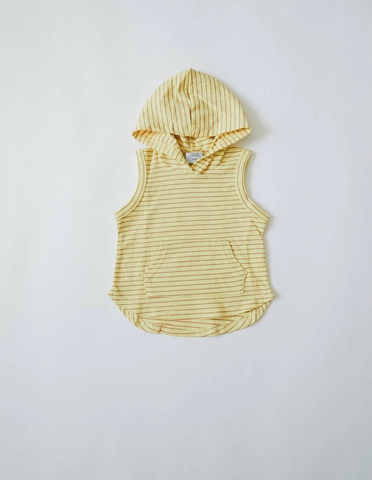 Sleeveless Hoodie- Lemon Stripe